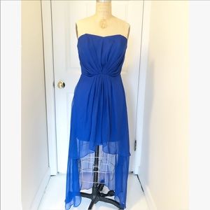 Wyatt Indigo Blue Chiffon High low Dress (NWT)